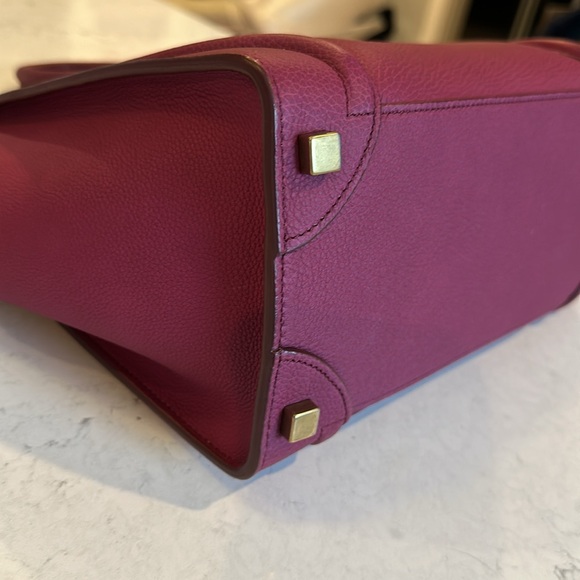 Authentic Celine raspberry calfskin micro luggage satchel bag - Picture 9 of 10